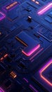 Futuristic Glowing Circuit Board High-Tech Complexity Pattern on Blue Abstract Background