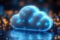 Futuristic Glowing Cloud Computing Network Data Center 3D Render Royalty Free Stock Photo