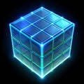 Floating glowing cube with rotating animations