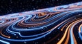 Futuristic glowing data flow lines representing advanced technology and digital network connectivity in motion Royalty Free Stock Photo