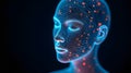 Futuristic glowing digital human head with intricate neural network lines and bright data points Royalty Free Stock Photo