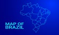 Futuristic Glowing Digital Map of Brazil with Neon Blue Outline and Technology Concept Background Royalty Free Stock Photo