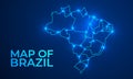 Futuristic Glowing Digital Map of Brazil with Neon Blue Outline and Technology Concept Background Royalty Free Stock Photo