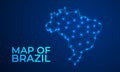 Futuristic Glowing Digital Map of Brazil with Neon Blue Outline and Technology Concept Background Royalty Free Stock Photo