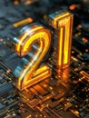 Futuristic glowing digital number \