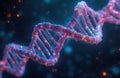 Futuristic glowing DNA double helix structure molecule twists in abstract dark space. Advanced genetic illustration modern Royalty Free Stock Photo