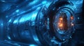 Futuristic Glowing Energy Machine in a Dark Industrial Setting Royalty Free Stock Photo