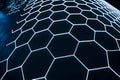 Futuristic Glowing Hexagonal Grid Surface, technology background concept Royalty Free Stock Photo