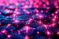 Futuristic glowing hexagons: neon technology and digital networking