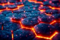 Futuristic glowing hexagons: neon technology and digital networking