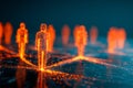 Futuristic glowing human figures representing digital connectivity and technology advancements Royalty Free Stock Photo