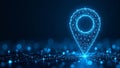 Futuristic glowing location pin illustration Royalty Free Stock Photo