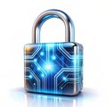 Futuristic Glowing Padlock Digital Security Strong Protection Safe Online isolated on white background Royalty Free Stock Photo