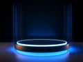 Futuristic glowing platform in a dark room Royalty Free Stock Photo