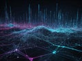Futuristic glowing plexus network connecting digital data flowing across cyberspace. (Generative AI) Royalty Free Stock Photo