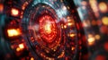 Futuristic Glowing Sci-Fi Red and Orange Energy Core with Intricate Circular Patterns Royalty Free Stock Photo