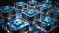 Futuristic Glowing Tech Cubes Royalty Free Stock Photo