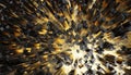 Futuristic Gold and Black element extruded abstract background , 3d rendering