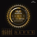 Futuristic gold virtual graphic touch user interface, Music interface, tracks, volume controls