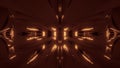 Futuristic golden alien style space ship tunnel corridor 3d rendering wallpaper background