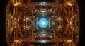 Futuristic Golden Machine, Sci-Fi Technology, Abstract Energy Core, 3D Render
