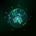 Futuristic green Australia map continent on planet Earth view from space abstract background. Royalty Free Stock Photo