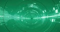Futuristic Green Circuitry Tunnel with Glowing Data Streams and Concentric Circles Royalty Free Stock Photo