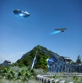 Futuristic green city architecture