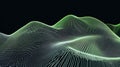 Futuristic Green Data Visualization Waveform Grid on Black Background Royalty Free Stock Photo