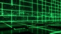 Futuristic green digital grid with glowing circuit board lines and data streams Royalty Free Stock Photo