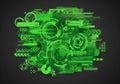 Futuristic Green Digital Interface with Technical Data and Abstract Technology Elements Royalty Free Stock Photo
