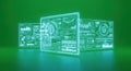 Futuristic Green HUD Displays: Data Visualization and Technology Interface Royalty Free Stock Photo