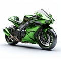 Futuristic Green Motorcycle Vray Tracing Precisionism Influence