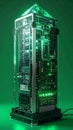 Futuristic Green Tech Obelisk Computer Tower Royalty Free Stock Photo