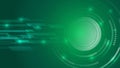 Futuristic green technology background with glowing circular interface, abstract lines and digital motion effects, symbolizing Royalty Free Stock Photo