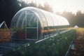 Futuristic Greenhouse in the Glow of the Evening Sun