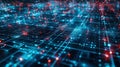 Futuristic grid pattern background with AI nodes and data streams Royalty Free Stock Photo