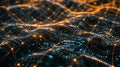 Futuristic grid pattern background with AI nodes and data streams Royalty Free Stock Photo