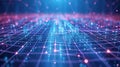 Futuristic grid pattern background with interconnected AI nodes and data streams Royalty Free Stock Photo