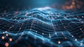 Futuristic grid pattern background with interconnected AI nodes and data streams Royalty Free Stock Photo