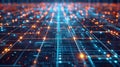 Futuristic grid pattern background with interconnected AI nodes and data streams Royalty Free Stock Photo