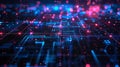 Futuristic grid pattern background with interconnected AI nodes and data streams Royalty Free Stock Photo