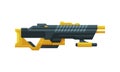 Futuristic Gun Blaster, Yellow and Black Space Handgun, Raygun of Alien, Childish Pistol Vector Illustration Royalty Free Stock Photo