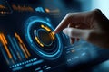 Futuristic Hand Adjusting Risk Level on Digital Interface Meter