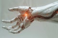 Futuristic hand of an artificial intelligence robot. Generative AI