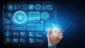 Futuristic Hand Page Touching Virtual Interface Royalty Free Stock Photo
