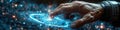 Futuristic Hand Touching Digital Interface with Glowing Touch and Cyber Innovations Royalty Free Stock Photo
