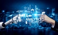 Futuristic Hands Interacting with Data Visuals in a Night Cityscape, Showcasing Concepts of Technology, Analytics, and Royalty Free Stock Photo