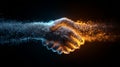 Futuristic Digital Handshake With Glowing Particles Technology Concept Royalty Free Stock Photo