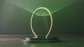 Futuristic Harp-like Structure on a Pedestal with Green Light Beams Royalty Free Stock Photo